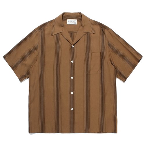 他の写真1: WACKO MARIA/STRIPED OPEN COLLAR SHIRT（BROWN）［ストライプオープンカラーシャツ-23春夏］