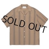 WACKO MARIA/STRIPED OPEN COLLAR SHIRT（BROWN）［ストライプオープンカラーシャツ-23春夏］