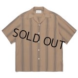 WACKO MARIA/STRIPED OPEN COLLAR SHIRT（BROWN）［ストライプオープンカラーシャツ-23春夏］