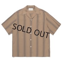 WACKO MARIA/STRIPED OPEN COLLAR SHIRT（BROWN）［ストライプオープンカラーシャツ-23春夏］