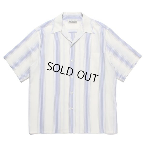 画像1: WACKO MARIA/STRIPED OPEN COLLAR SHIRT（WHITE）［ストライプオープンカラーシャツ-23春夏］