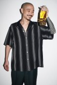 画像2: WACKO MARIA/STRIPED OPEN COLLAR SHIRT（BLACK）［ストライプオープンカラーシャツ-23春夏］ (2)