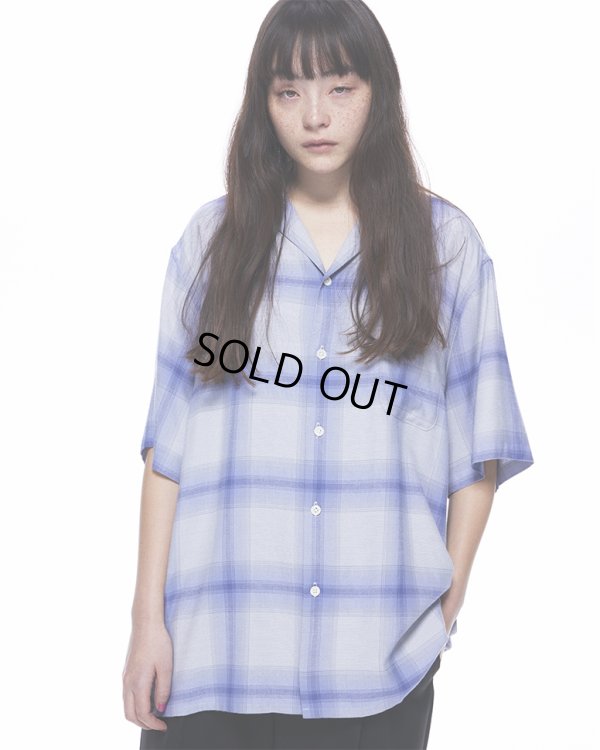 画像2: WACKO MARIA/OMBRE CHECK OPEN COLLAR SHIRT（WHITE/PURPLE）［オンブレチェックオープンカラーシャツ-23春夏］