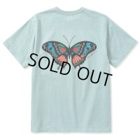 CALEE/×MIHO MURAKAMI Binder neck CL butterfly logo vintage t-shirt（Lt.Blue） 【60%OFF】［プリントT-23春夏］