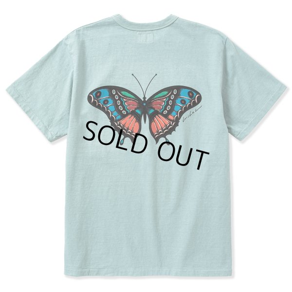 画像1: CALEE/×MIHO MURAKAMI Binder neck CL butterfly logo vintage t-shirt（Lt.Blue） 【60%OFF】［プリントT-23春夏］