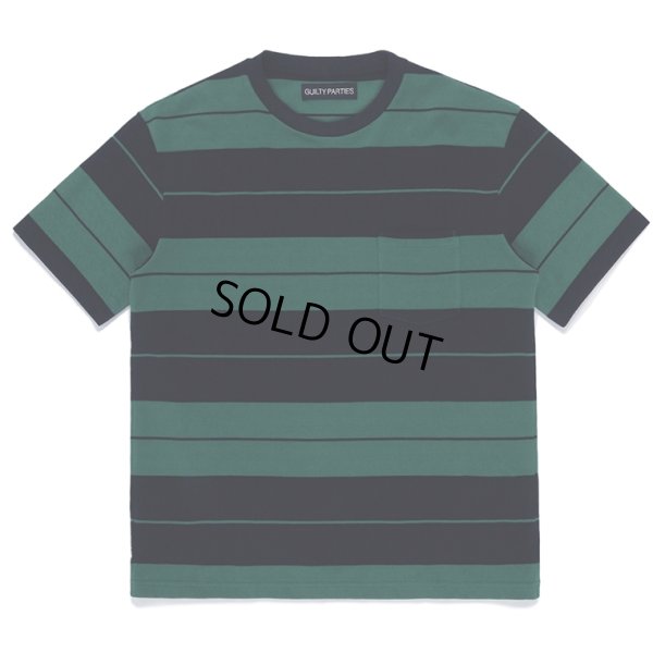 画像1: WACKO MARIA/STRIPED T-SHIRT（GREEN/BLACK）［ストライプT-23春夏］