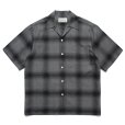 画像1: WACKO MARIA/OMBRE CHECK OPEN COLLAR SHIRT（GRAY/BLACK）［オンブレチェックオープンカラーシャツ-23春夏］ (1)