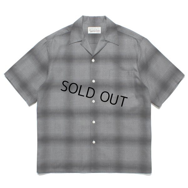 画像1: WACKO MARIA/OMBRE CHECK OPEN COLLAR SHIRT（GRAY/BLACK）［オンブレチェックオープンカラーシャツ-23春夏］