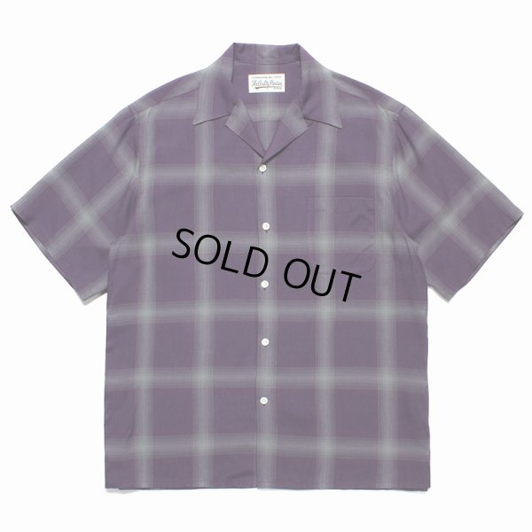 画像1: WACKO MARIA/OMBRE CHECK OPEN COLLAR SHIRT（PURPLE）［オンブレチェックオープンカラーシャツ-23春夏］