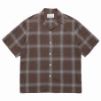 画像1: WACKO MARIA/OMBRE CHECK OPEN COLLAR SHIRT（BROWN）［オンブレチェックオープンカラーシャツ-23春夏］ (1)