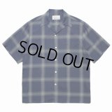 WACKO MARIA/OMBRE CHECK OPEN COLLAR SHIRT（NAVY）［オンブレチェックオープンカラーシャツ-23春夏］