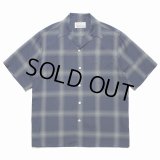 WACKO MARIA/OMBRE CHECK OPEN COLLAR SHIRT（NAVY）［オンブレチェックオープンカラーシャツ-23春夏］