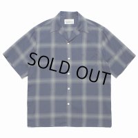 WACKO MARIA/OMBRE CHECK OPEN COLLAR SHIRT（NAVY）［オンブレチェックオープンカラーシャツ-23春夏］