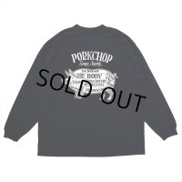 PORKCHOP/PORK BACK L/S TEE（BLACK）［プリント長袖T-23春夏］
