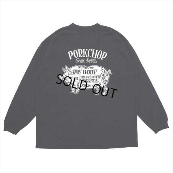 画像1: PORKCHOP/PORK BACK L/S TEE（BLACK）［プリント長袖T-23春夏］