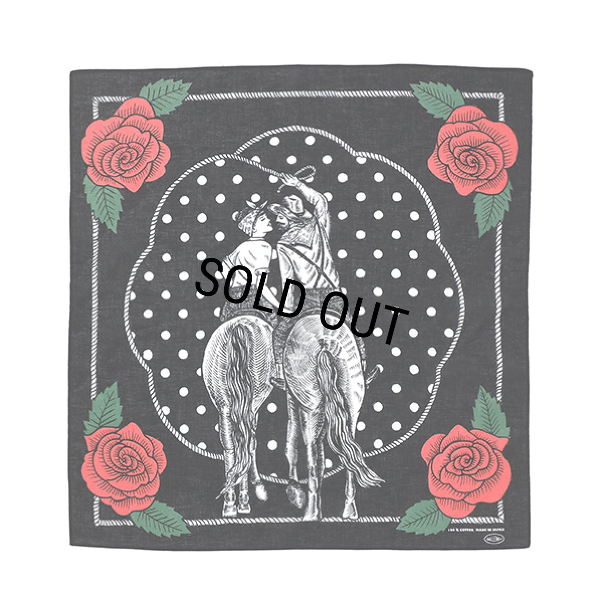 画像1: CHALLENGER/HORSE BANDANA（BLACK）［ホースバンダナ-23秋冬］ (1)