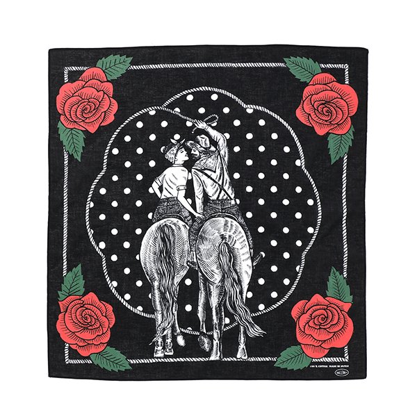 画像1: CHALLENGER/HORSE BANDANA（BLACK）［ホースバンダナ-23秋冬］