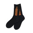 画像1: CHALLENGER/FLAMES SOCKS（BLACK）［フレイムスソックス-23秋冬］ (1)