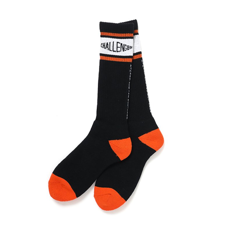 画像1: CHALLENGER/LOGO SOCKS（BLACK）［ロゴソックス-23秋冬］