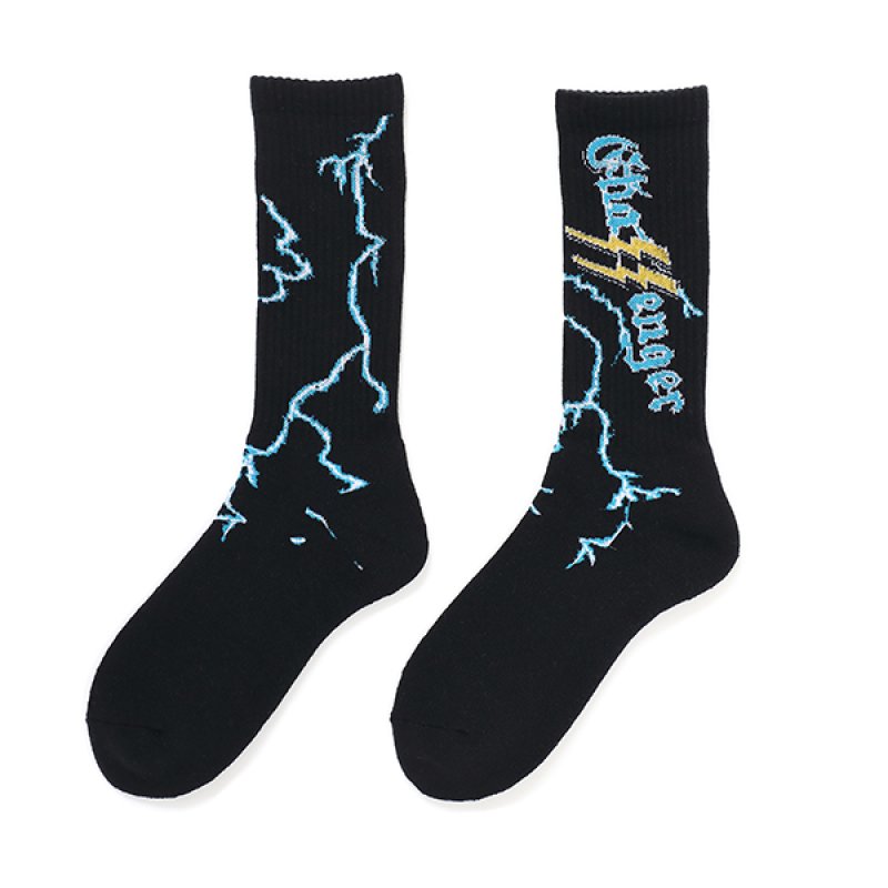 画像3: CHALLENGER/THUNDER SOCKS（BLACK）［サンダーソックス-23秋冬］