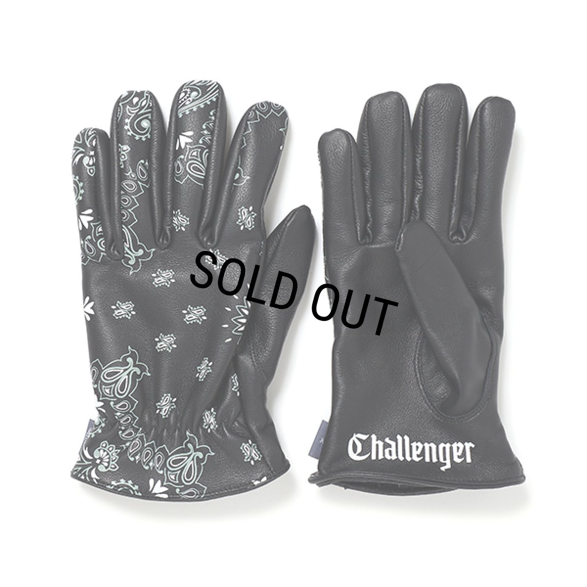 画像1: CHALLENGER/BANDANA LEATHER GLOVE（BLACK）［バンダナレザーグローブ-23秋冬］ (1)