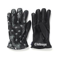 CHALLENGER/BANDANA LEATHER GLOVE（BLACK）［バンダナレザーグローブ-23秋冬］