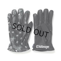 CHALLENGER/BANDANA LEATHER GLOVE（BLACK）［バンダナレザーグローブ-23秋冬］
