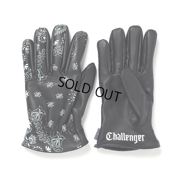 画像1: CHALLENGER/BANDANA LEATHER GLOVE（BLACK）［バンダナレザーグローブ-23秋冬］