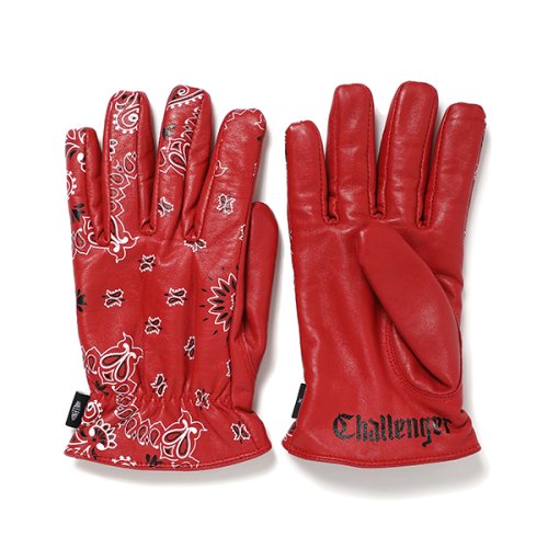 他の写真1: CHALLENGER/BANDANA LEATHER GLOVE（RED）［バンダナレザーグローブ-23秋冬］