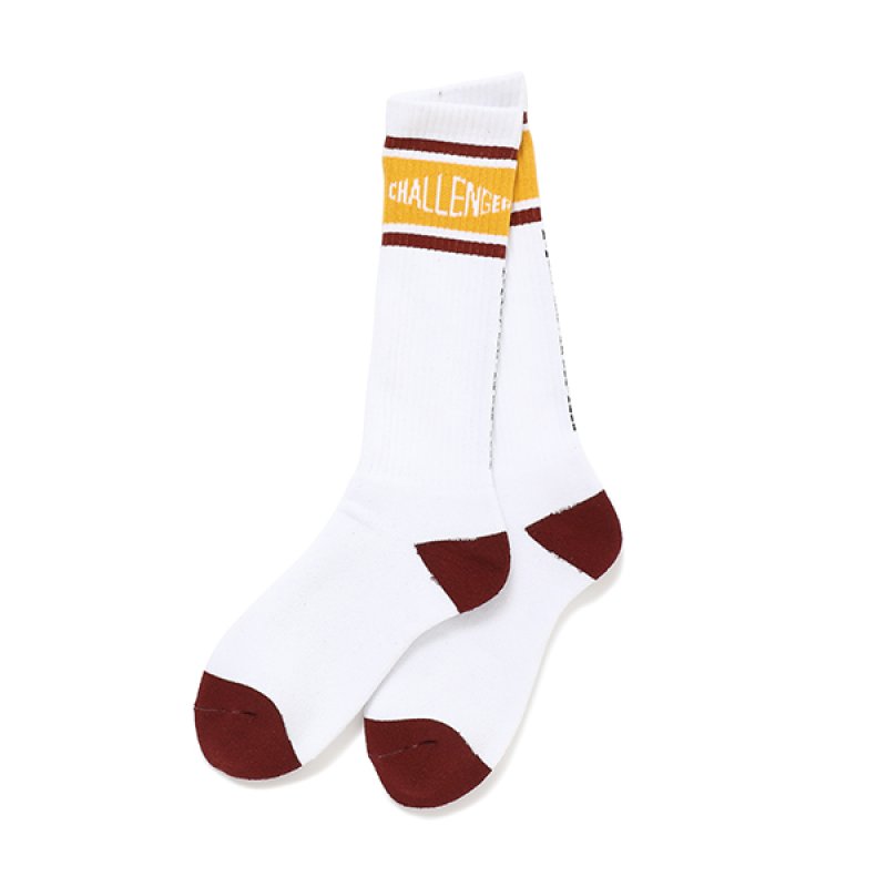 画像1: CHALLENGER/LOGO SOCKS（WHITE）［ロゴソックス-23秋冬］