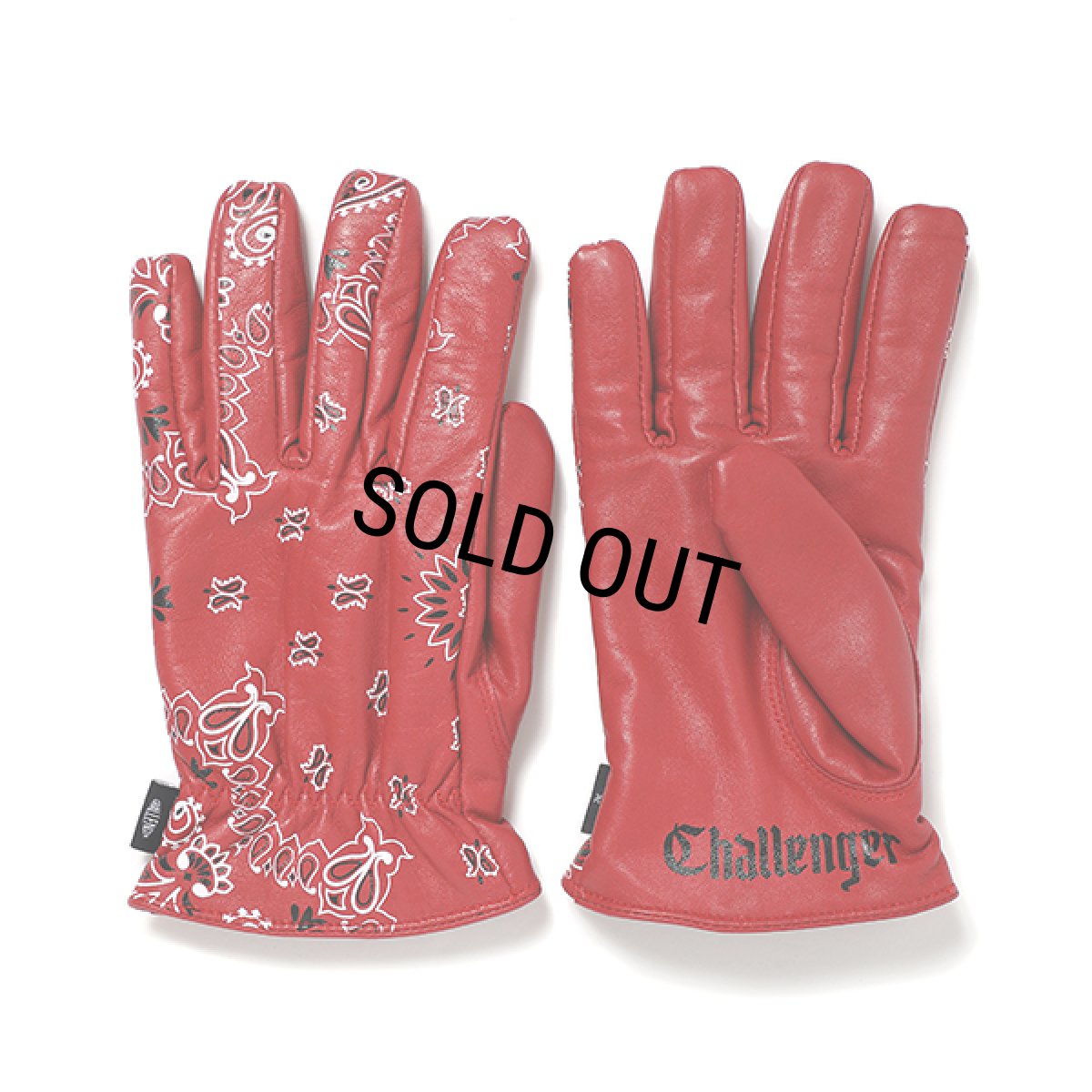 画像1: CHALLENGER/BANDANA LEATHER GLOVE（RED）［バンダナレザーグローブ-23秋冬］ (1)
