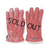 CHALLENGER/BANDANA LEATHER GLOVE（RED）［バンダナレザーグローブ-23秋冬］