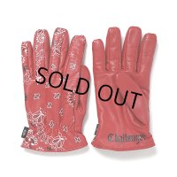 CHALLENGER/BANDANA LEATHER GLOVE（RED）［バンダナレザーグローブ-23秋冬］