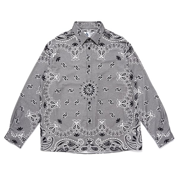 画像1: CHALLENGER/L/S BANDANA NEL SHIRT（GRAY）［バンダナネルシャツ-23秋冬］