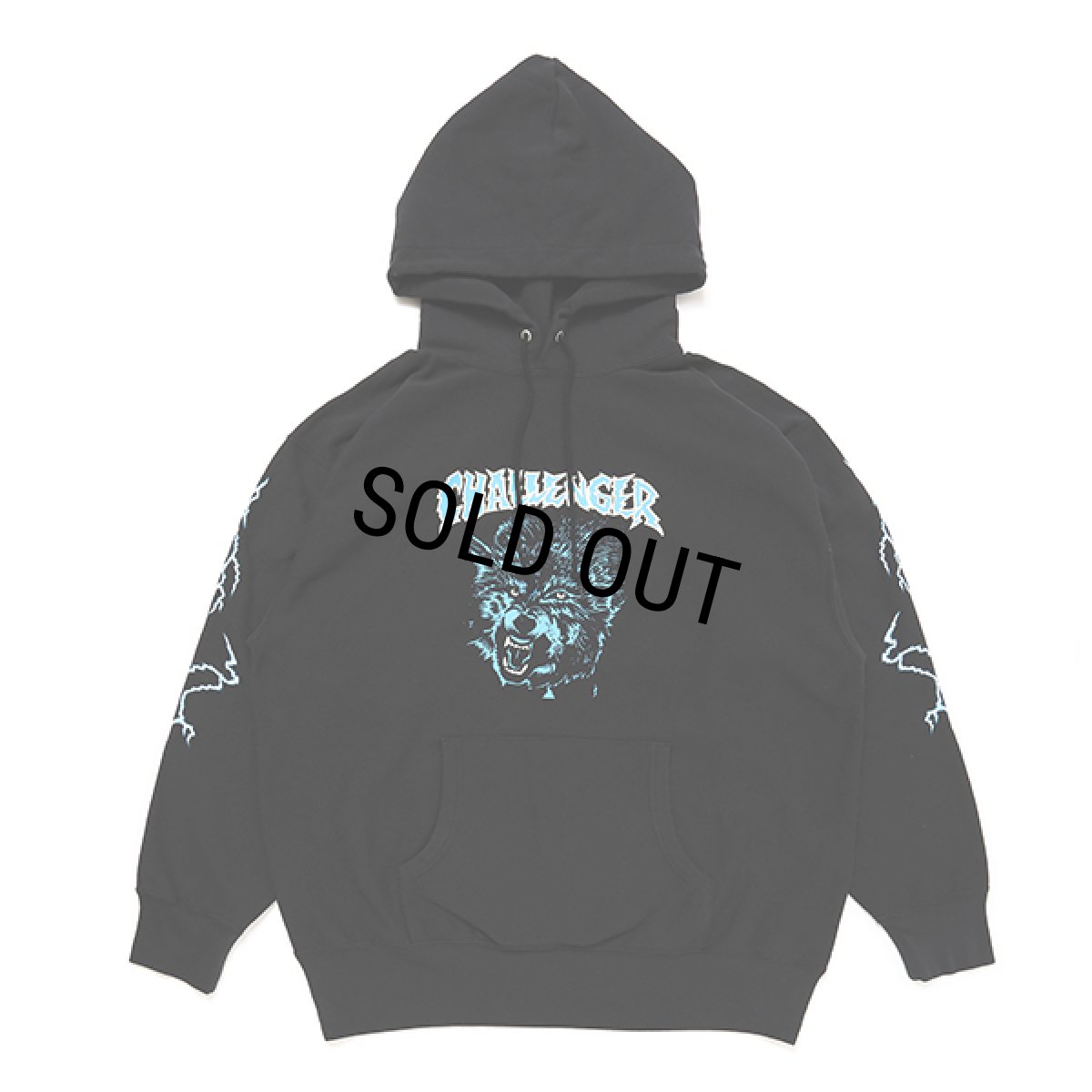 画像1: CHALLENGER/THUNDER WOLF HOODIE（BLACK）［プルオーバーパーカー-23秋冬］ (1)