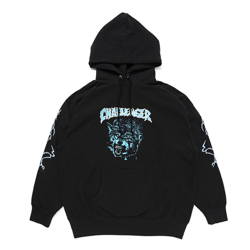画像1: CHALLENGER/THUNDER WOLF HOODIE（BLACK）［プルオーバーパーカー-23秋冬］