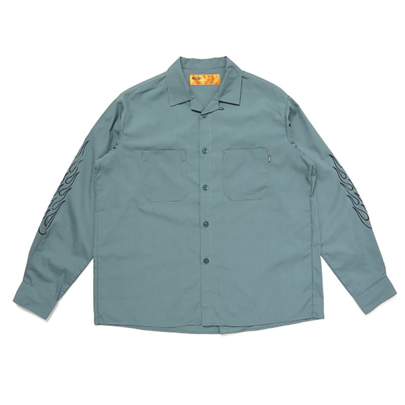 画像1: CHALLENGER/L/S FIRE WORK SHIRT（DARK GREEN）［ファイヤーワークシャツ-23秋冬］