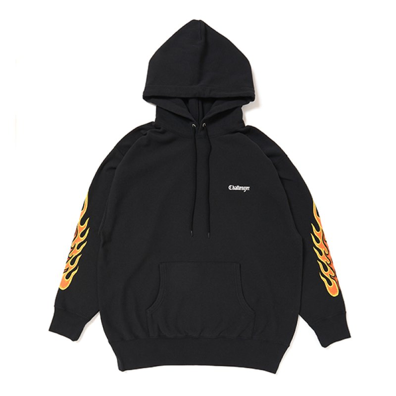 画像1: CHALLENGER/FLAMES HOODIE（BLACK）［プルオーバーパーカー-23秋冬］