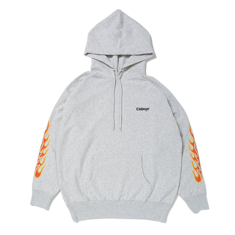 画像1: CHALLENGER/FLAMES HOODIE（HEATHER GRAY）［プルオーバーパーカー-23秋冬］