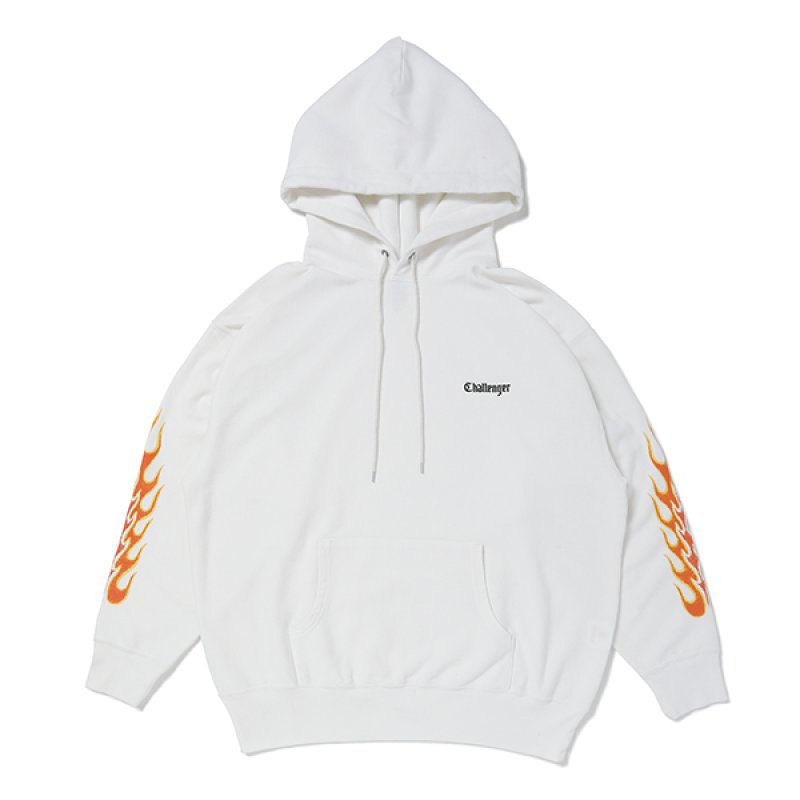 画像1: CHALLENGER/FLAMES HOODIE（WHITE）［プルオーバーパーカー-23秋冬］