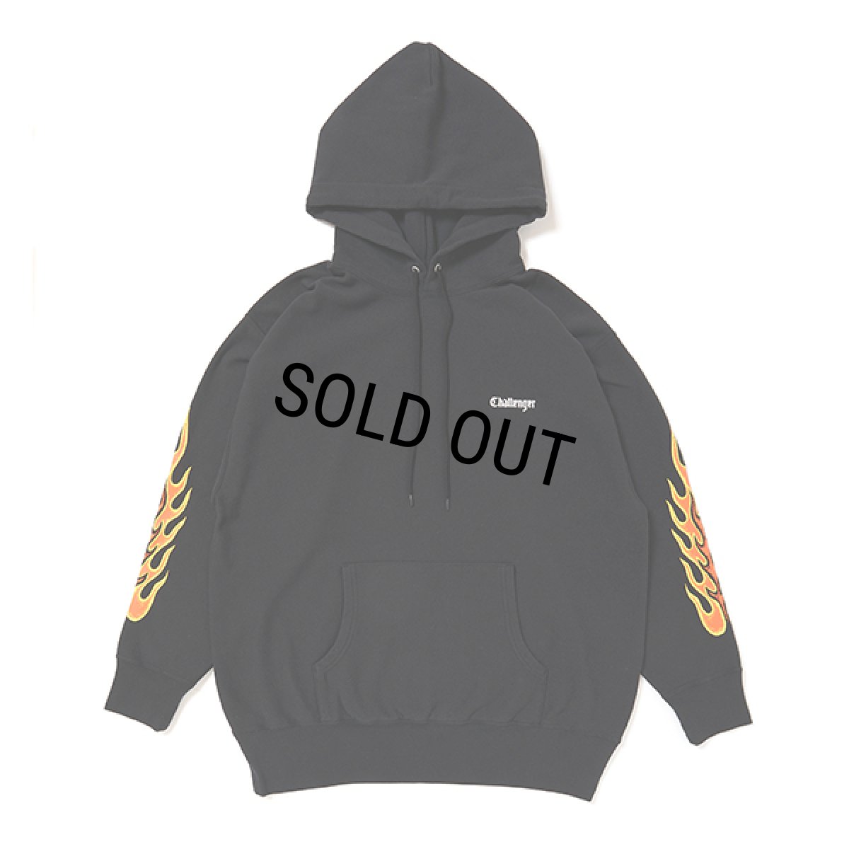 画像1: CHALLENGER/FLAMES HOODIE（BLACK）［プルオーバーパーカー-23秋冬］ (1)