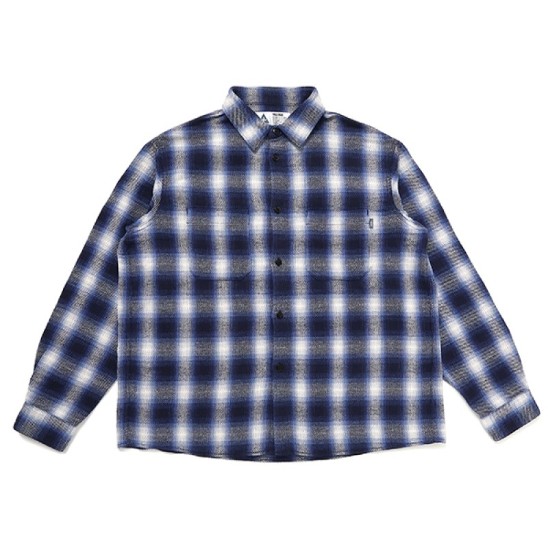 画像1: CHALLENGER/L/S CHECK WORK SHRIT（BLUE）［チェックワークシャツ-23秋冬］