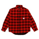 CHALLENGER/BUFFALO CHECK LINING SHIRT（RED/BLACK）［バッファローチェックライニングシャツ-23秋冬］