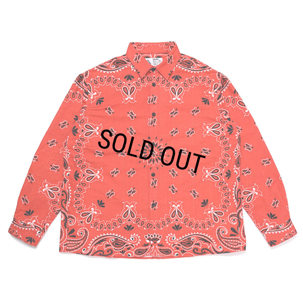 画像1: CHALLENGER/L/S BANDANA NEL SHIRT（RED）［バンダナネルシャツ-23秋冬］ (1)