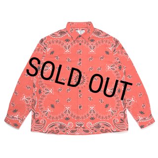 CHALLENGER/L/S BANDANA NEL SHIRT（RED）［バンダナネルシャツ-23秋冬