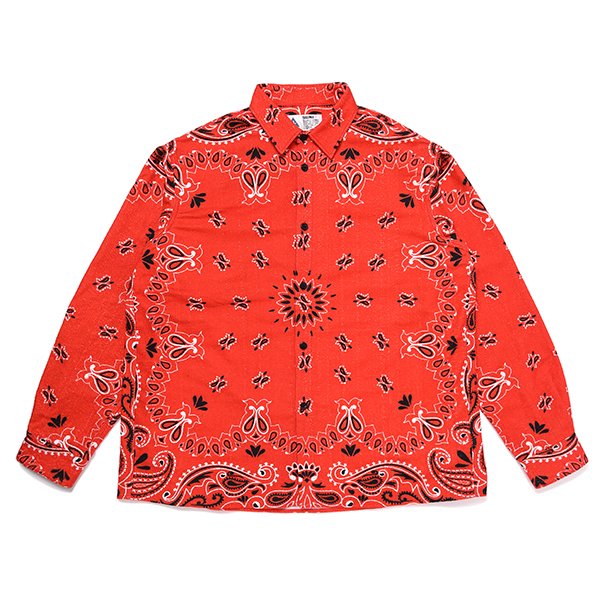 画像1: CHALLENGER/L/S BANDANA NEL SHIRT（RED）［バンダナネルシャツ-23秋冬］