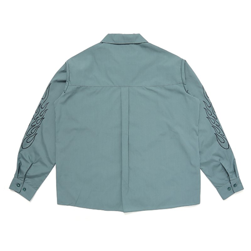 画像2: CHALLENGER/L/S FIRE WORK SHIRT（DARK GREEN）［ファイヤーワークシャツ-23秋冬］