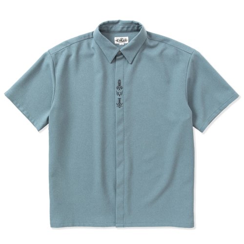 他の写真1: CALEE/Embroidery fly front S/S shirt（Lt.Blue）［フライフロントシャツ-23春夏］