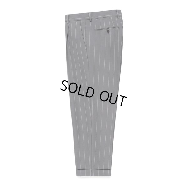 画像1: WACKO MARIA/DORMEUIL / STRIPED PLEATED TROUSERS（TYPE-2）（GRAY）［ワンタックスラックス(TYPE-2)-23春夏］