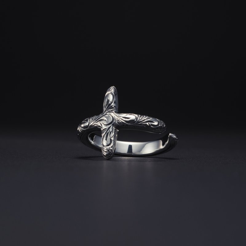 画像1: ANTIDOTE BUYERS CLUB/Engraved Cross Ring（Silver）